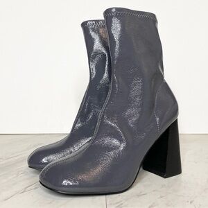 New! Topshop Brody Patent Gray Stretch Bootie 37